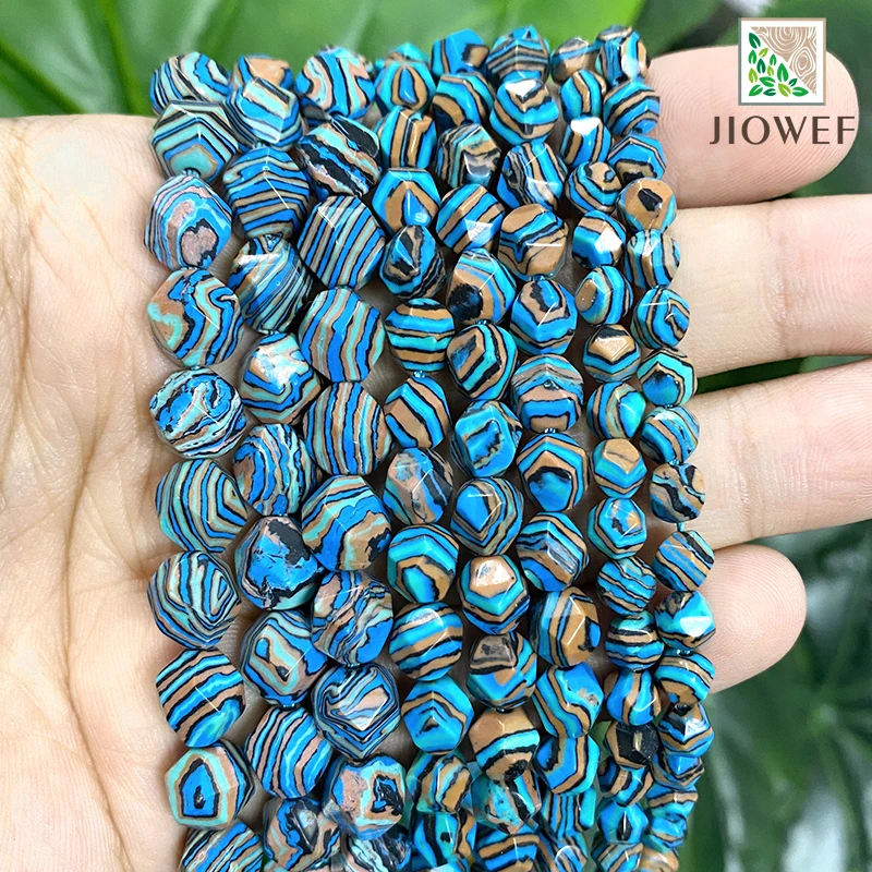 

Natural Stone Beads Faceted Dark Blue Stripe Malachite Loose Beads Diy Bracelet Earrings for Jewelry Making 15" Strand 6/8/10MM