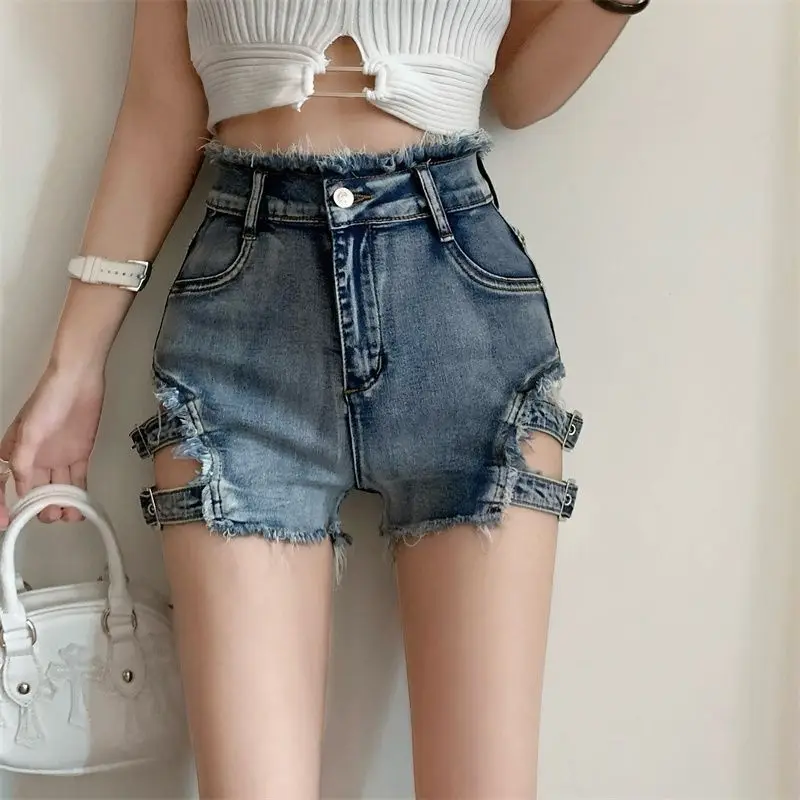 Sexy Hollow Out Summer High Waist Denim Hot Shorts Women Shorts Vintage Punk Shorts Jeans Hotpants 2023