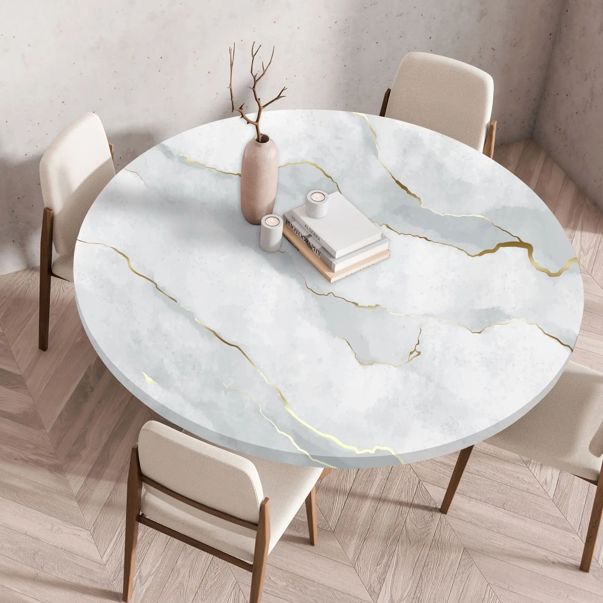 

Круглая мраморная скатерть из полиэстера