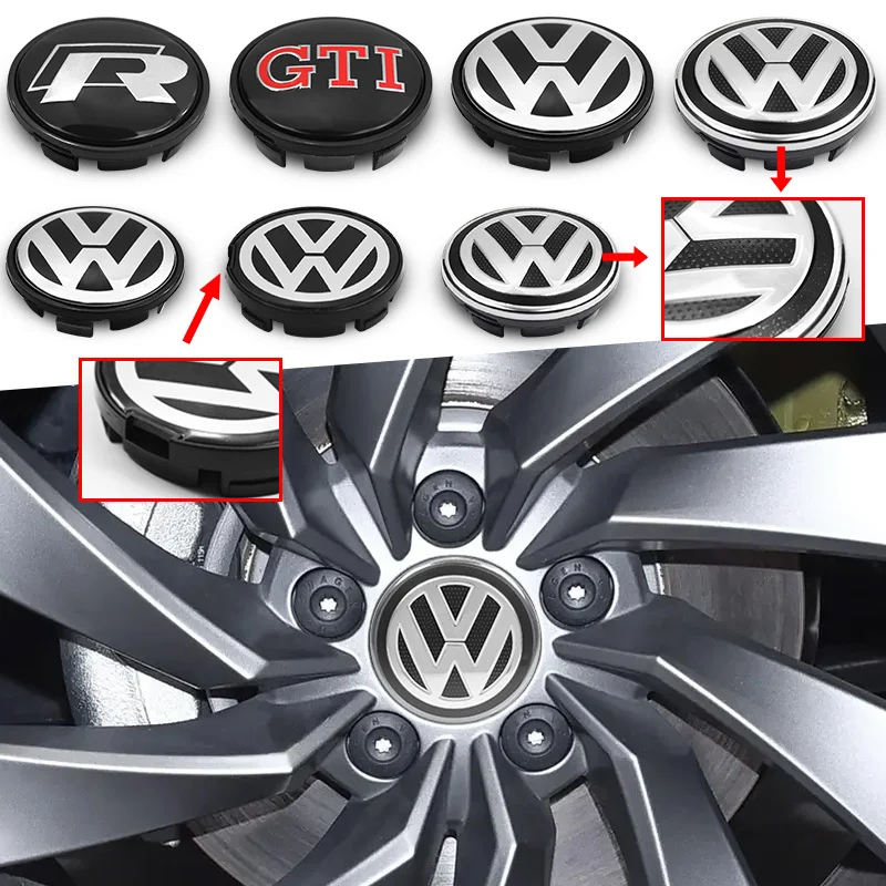 Фото Комплект из 4 колпачков для центра диска колеса (55 мм, 65 мм) для Volkswagen VW Golf 4 5 6, Passat, Jetta, Beetle, CC, Bora, Polo, Touareg, Tiguan №5