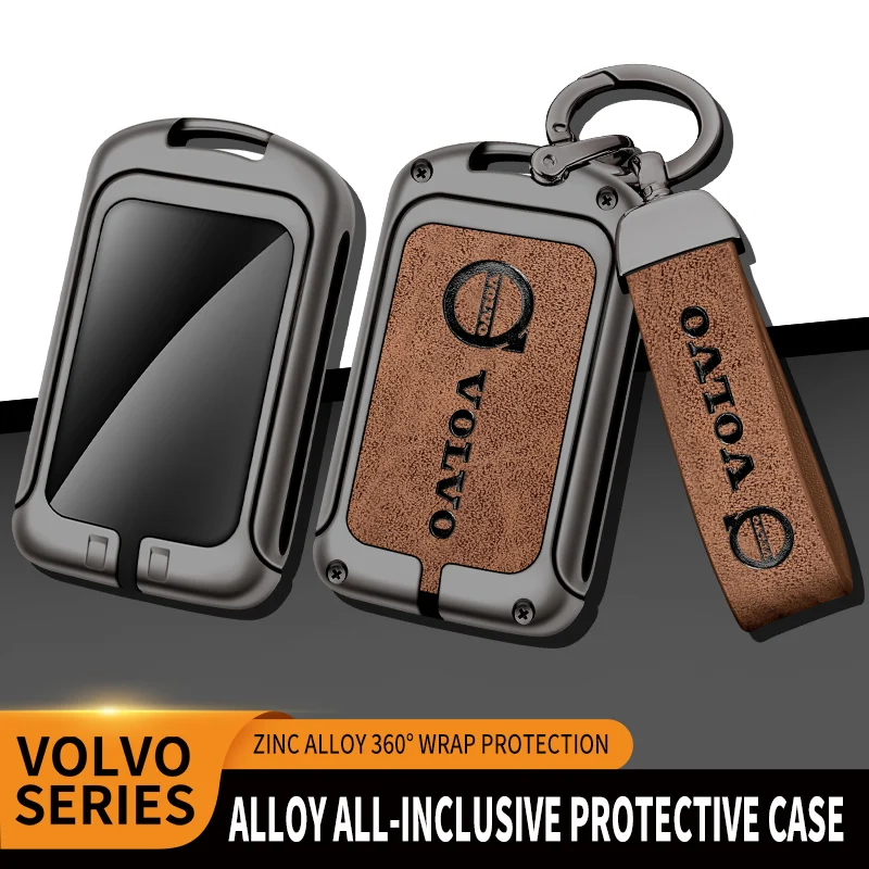 

Zinc Alloy Leather Car Remote Key Case For Volvo XC40 XC60 S90 XC90 V90 T5 T6 T8 Car Keychain Cover Holder Shell Car Key Case