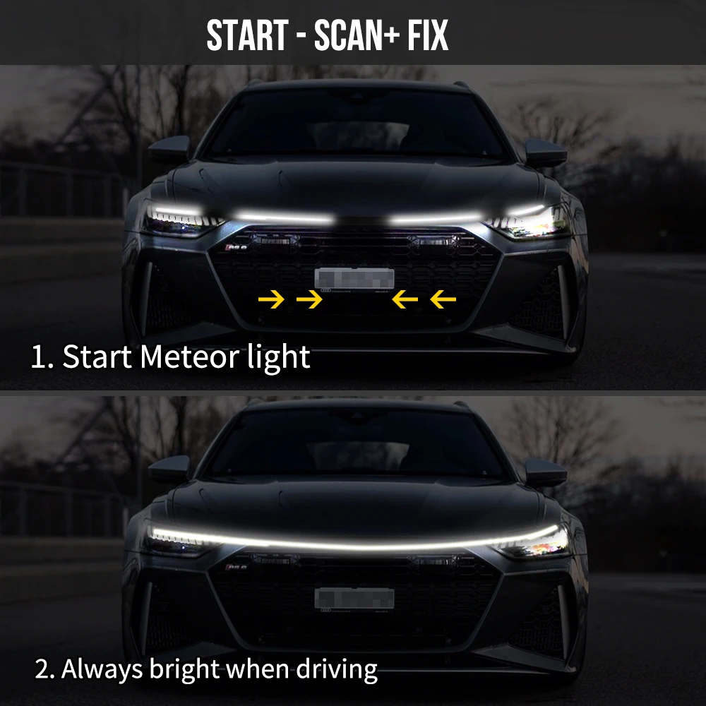 

OKEEN Светодиодные Автомобильные капот Универсальные фары полосы Гибкие автомобильные декоративные атмосферные лампы DRL Автомобильные дневные ходовые огни 12В