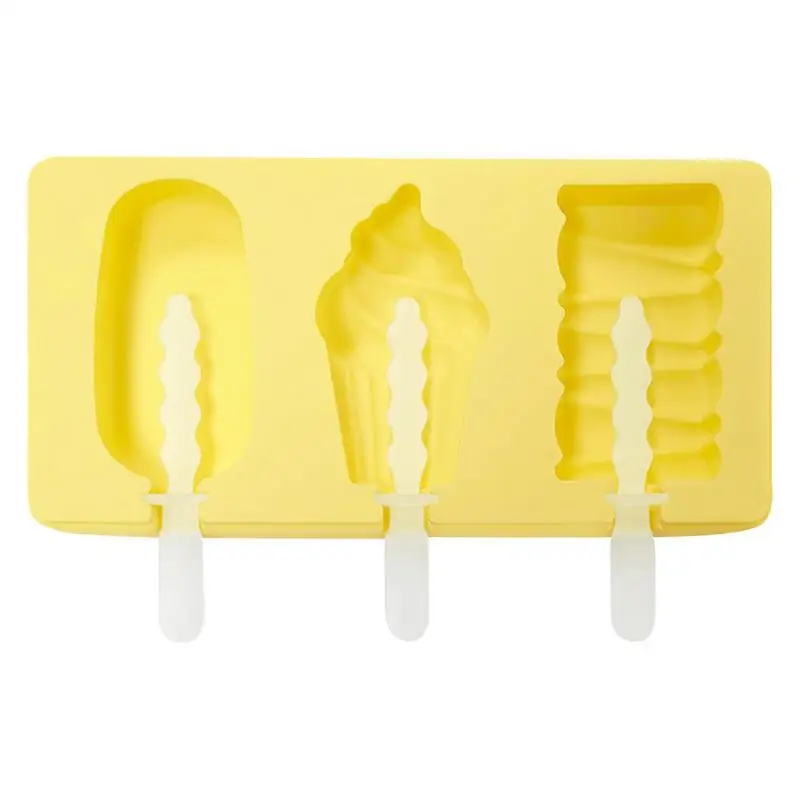 

Портативная силиконовая форма для мороженого Форма для фруктового льда с крышкой 3 полости силиконовая форма для мороженого Yougurts соки для м...