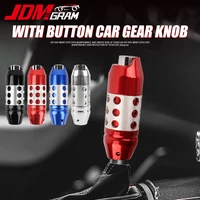 aluminum car gear knob with button automatic universal transmission shift tombol shifter boot stick auto interior accessories