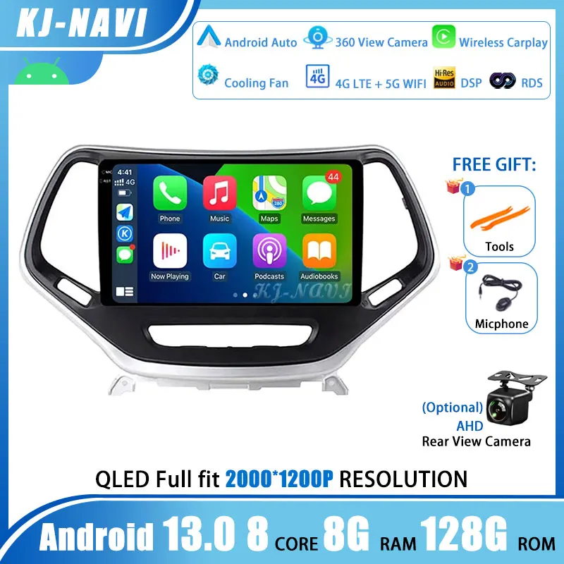 

Android 13 Car Radio For Jeep Cherokee 5 KL 2014 - 2018 Stereo Multimedia Video Player GPS Navi DSP BT No 2Din DVD Head Unit