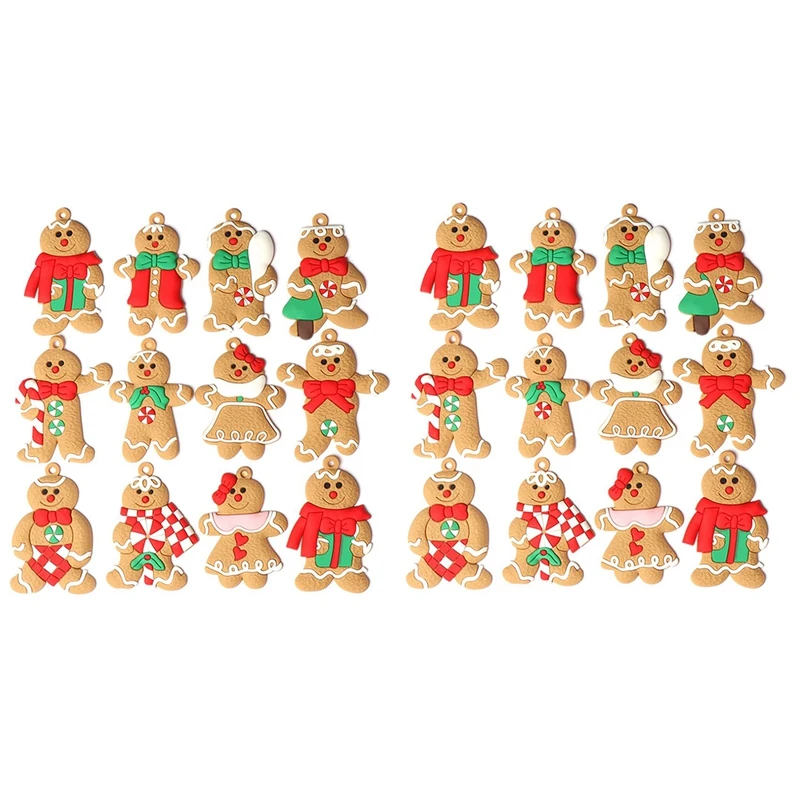 

24 шт., украшения для рождественской елки имбиря