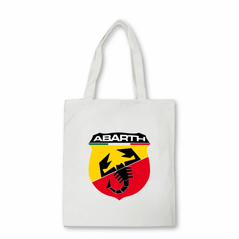 

brand ABARTH Canvas Shopper Bag Print Cotton Cloth Shoulder Bag Eco Handbag Tote Reusable Shoppers Customized Logo