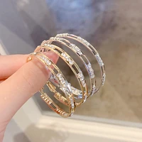luxury high quality inlay zircon hoop earrings gold silver color crystal earrings for women engagement party statement jewelry