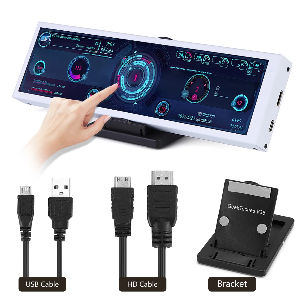 

8.8inch Computer Monitor CPU GPU SSD Computer Secondary Screen IPS Full View Coffee Machine HDMI-compatible Household Appliances