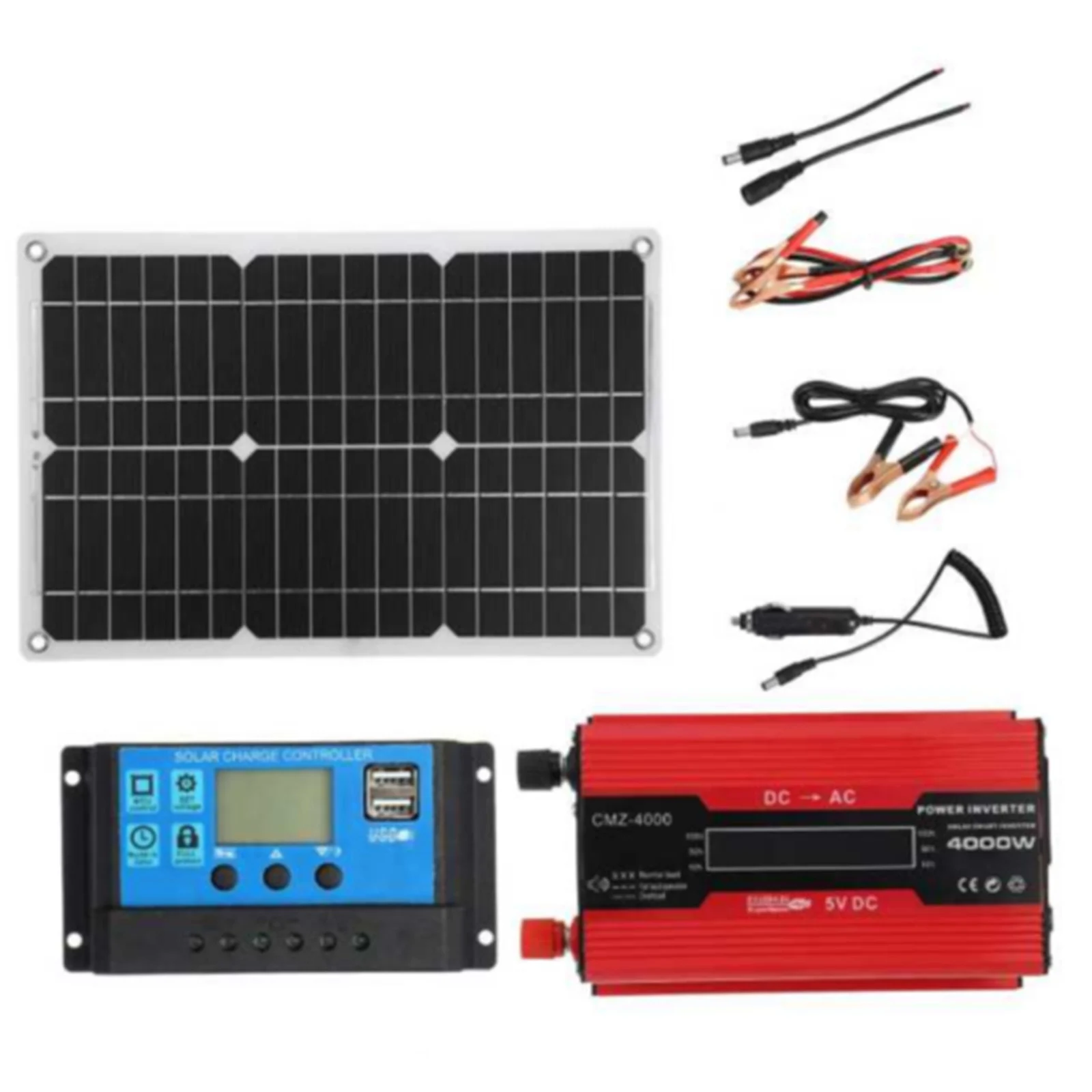 

DC 110-220 V Solar Panel Kit Power Generator Grid System Battery Powerbank Waterproof 4000W Solar Inverters Solar Power 30A