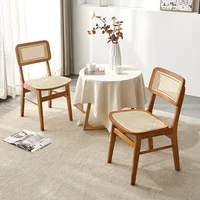 Simple Solid Wood Dining Chair Ins Dining Room Chairs Home Leisure Chair Backrest Japanese Rattan Potato Chip Chair