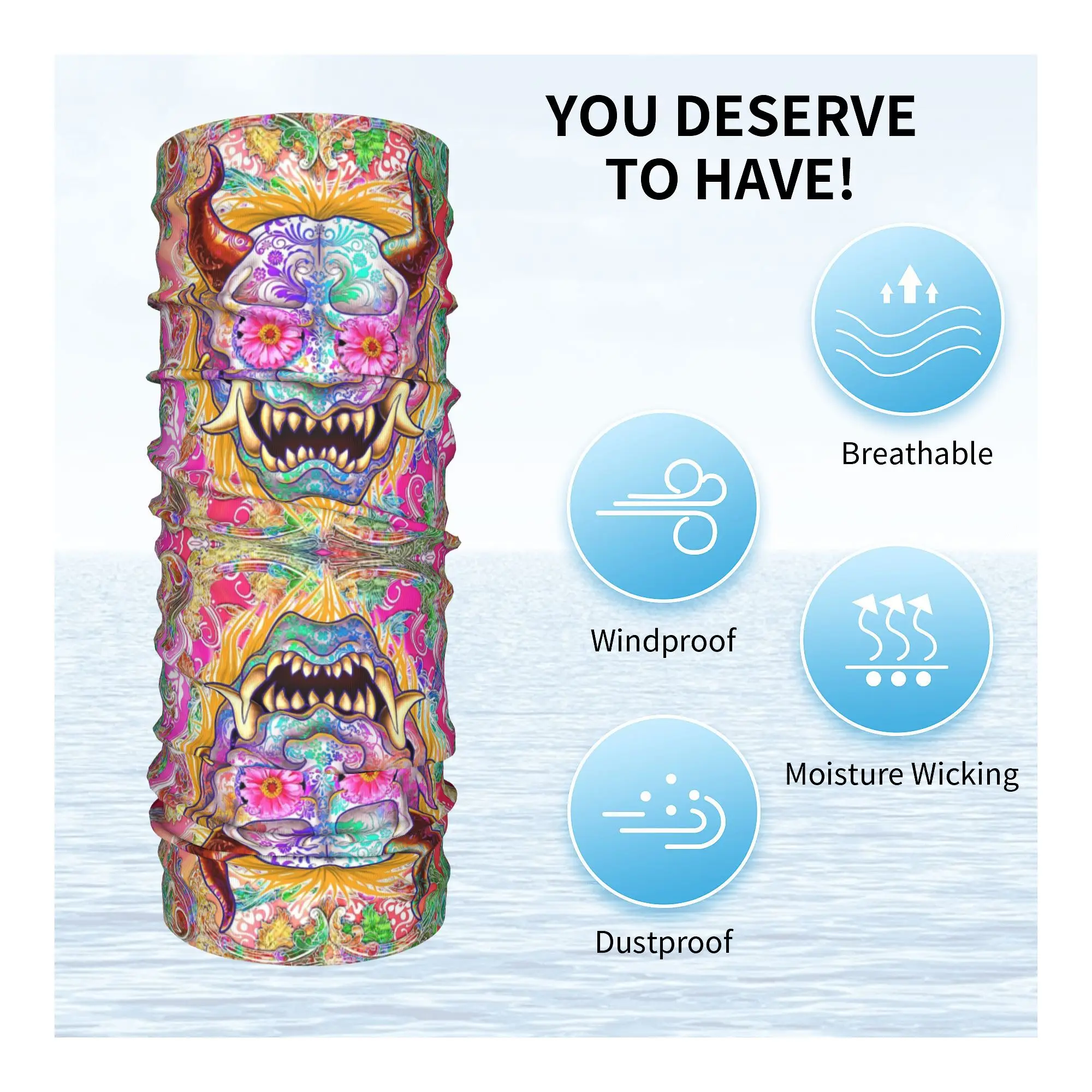 Бандана Oni на заказ с сахарным черепом гетры для катания лыжах велоспорта женский