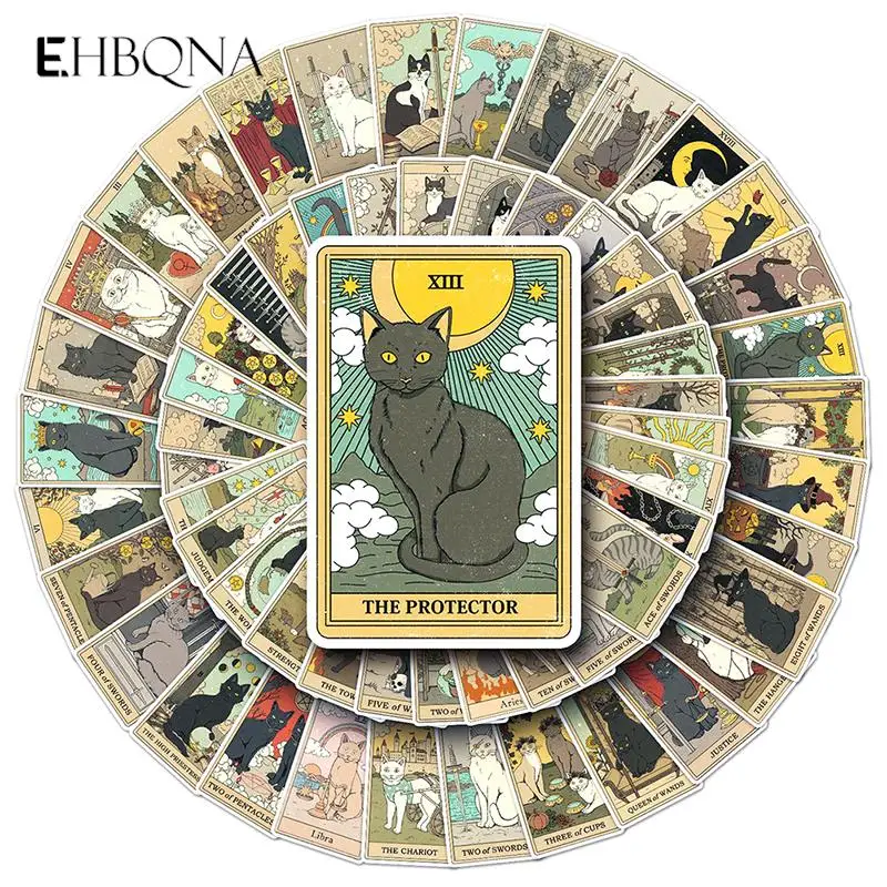 

62pcs Cartoon Personality Tarot Cards Graffiti Sticker Decoration Suitcase DIY Sticker Decoration Mug Suitcase Skateboard Helmet