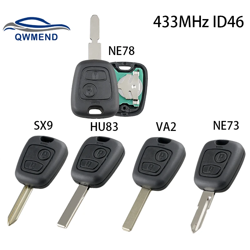 

QWMEND Remote Car Key Fob For Citroen C1 C2 C3 C4 Saxo Picasso Xsara Picasso Peugeot 106 206 306 307 107 207 407 Partner