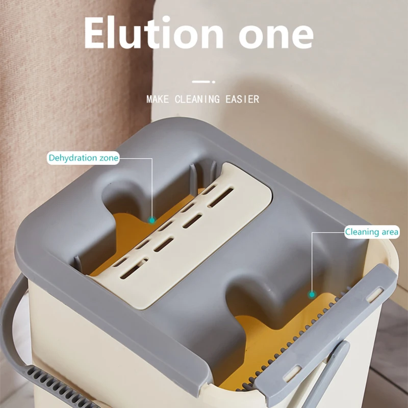 Плоская швабра с ведром набор для ручной уборки 6 сменных насадок из микрофибры