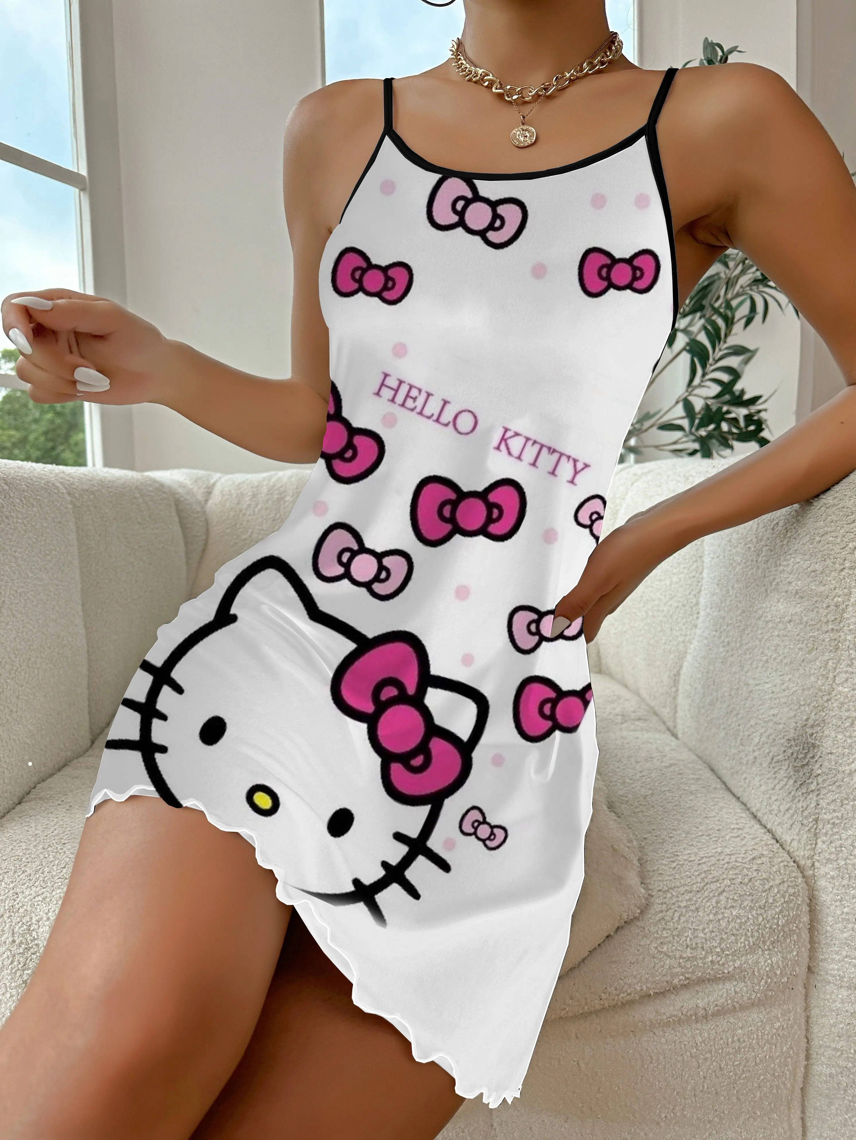 Женское атласное мини-платье Hello Kitty