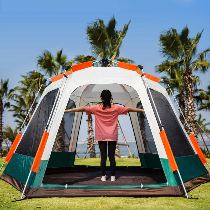 

Double Layer Hiking Travel Awning Tent Shelter 3 Person Beach Sunshade Large Automatic Family Tents Outdoor Tente Camping Tent