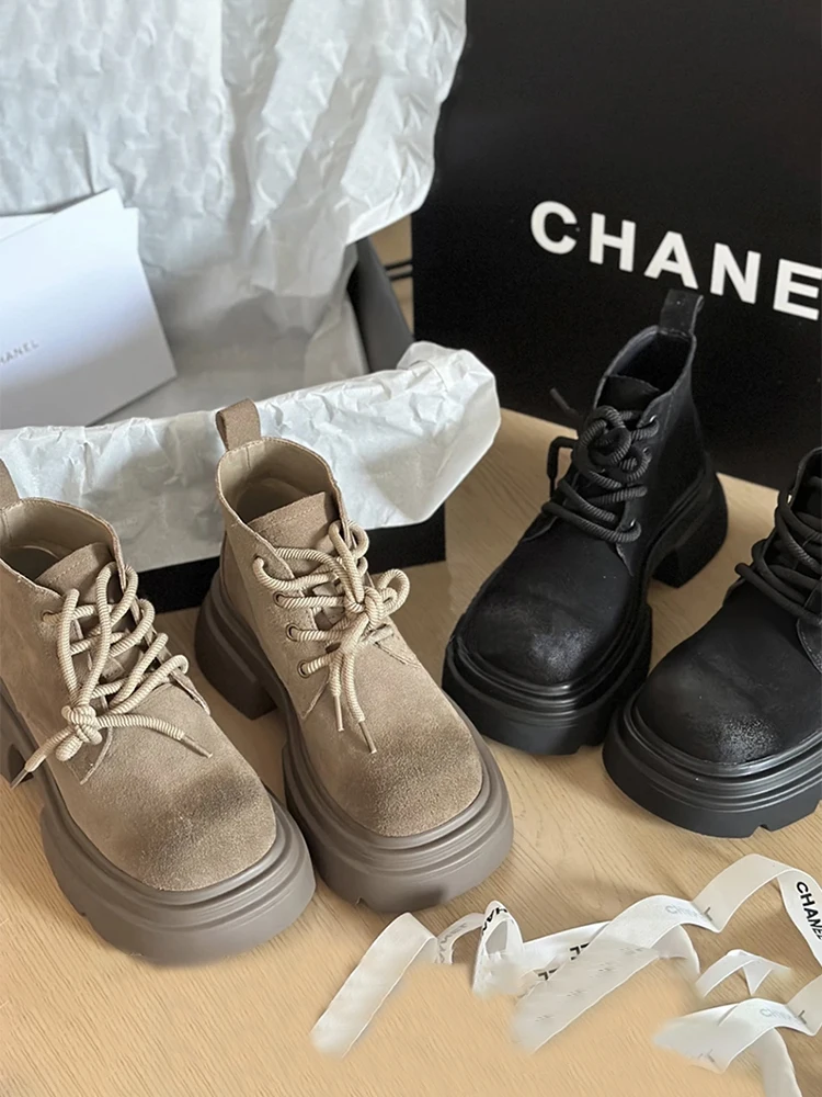 

Женские ботинки с круглым носком, на шнуровке, до щиколотки