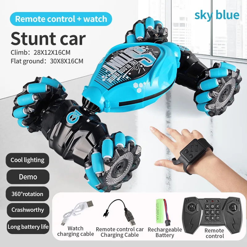 

4wd 1:16 Stunt Rc Car With Led Light Gesture Induction Deformation Twist Climbing Radio Controlled Car Electronic Kid Toy Gift