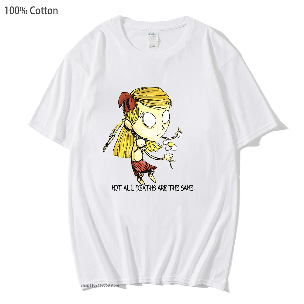 

Футболки с надписью Don't Starve, футболка с принтом Венди, приключения, игровая рубашка, Мужская одежда, эстетичная футболка из 100% хлопка, топы в ...