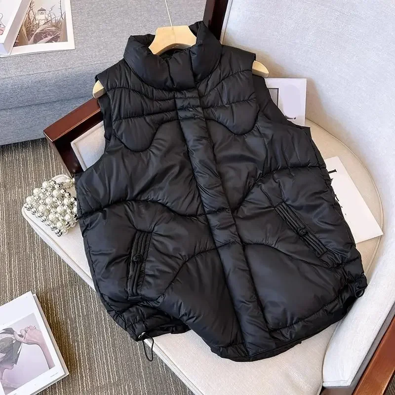 Женские зимние теплые пуховики с хлопковой подкладкой парки без рукавов