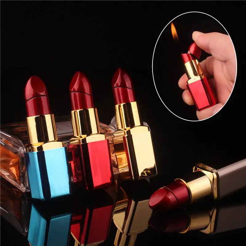

Fancy Lighters Butane Gas Refill Lipstick Lighter Fashion Lady Smoking Open Flame Lighter Free Shipping