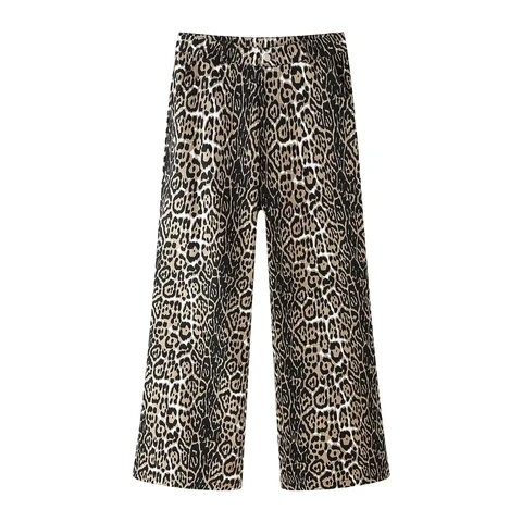 Женские брюки в стиле ретро TRAFZA с высокой талией и леопардовым принтом