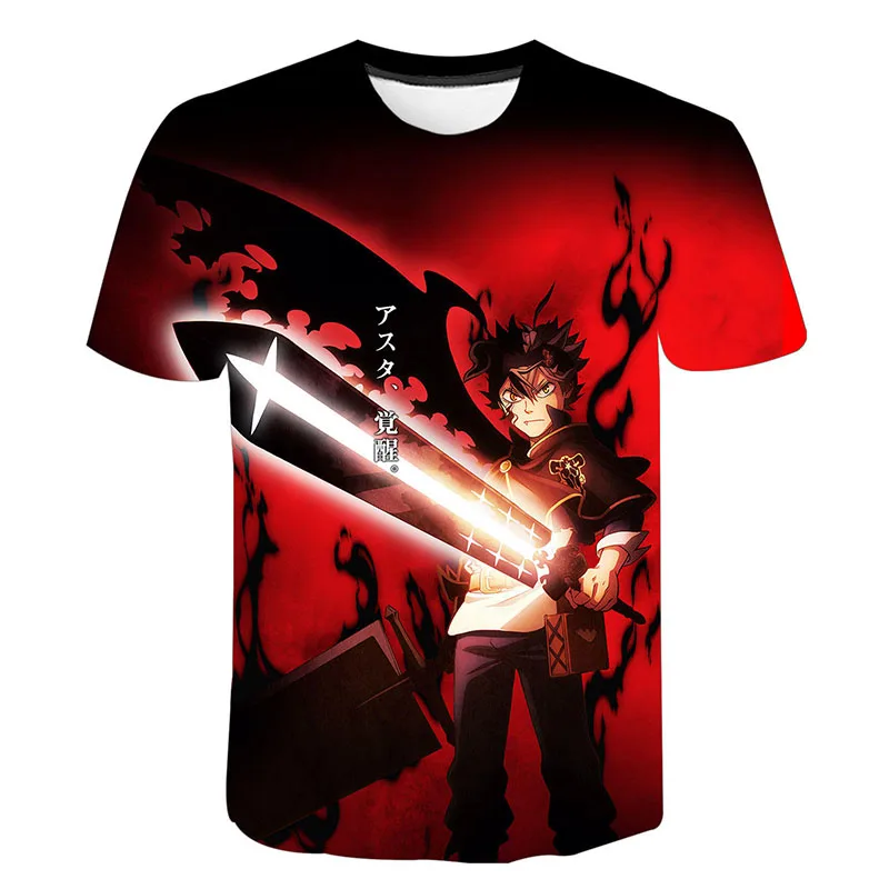 

2022 Men Children Anime Black Clover T-shirt summer fashion short-sleeved 3D round neck top retro shirt streetwear men T-shirt