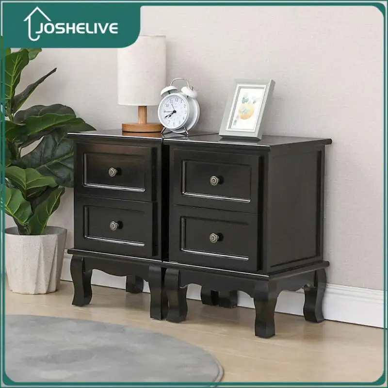 

2pcs Luxury Density Board Spray Paint Bedside Table Of 2 Drawers Country Style Bedroom Nightstand For Bedroom Living Room HWC