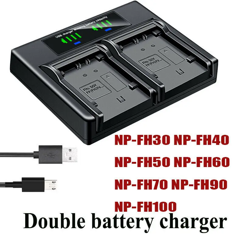 

Dual Battery Charger For SONY DCR-DVD602 DVD605 DVD608 DVD610 DVD650 DVD653