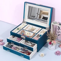 korean jewelry storage box organizer for girl multi layer jewelry storage box drawer with lock earrings container for beads gift