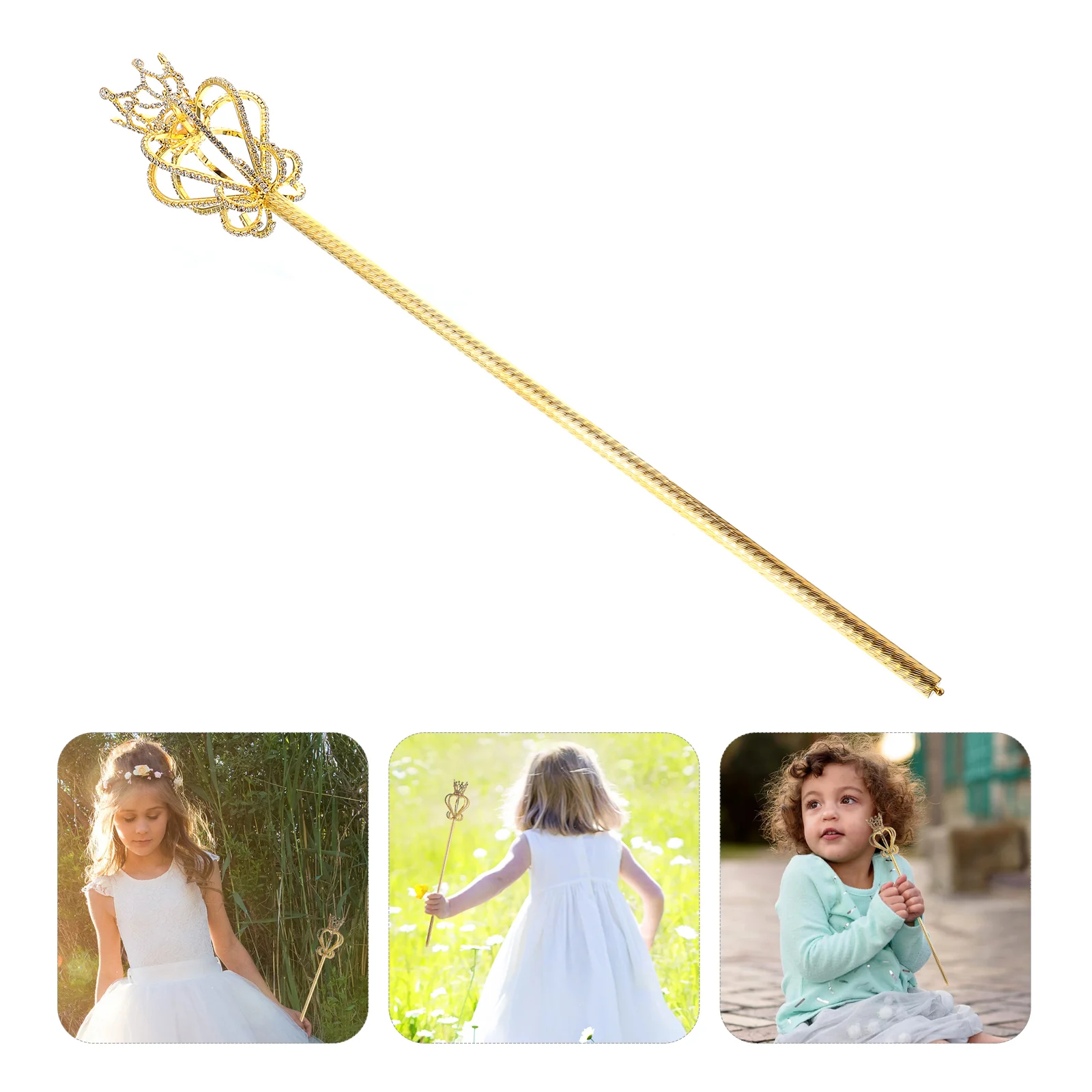 

Crown Scepter Walking Stick Party Wand Dress Cane Elegant Prop Decorative Fairy Drill Costume Accessory