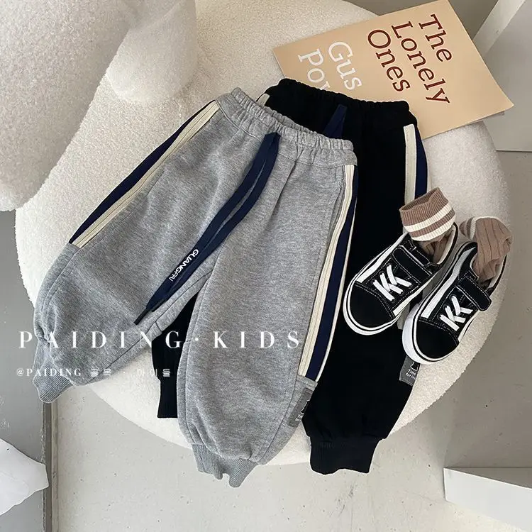 

Children's Casual Cotton Sweat Pants Children Fashion Loose-Fit Tappered Trousers Boys Spring and Autumn New Babies' Trousers