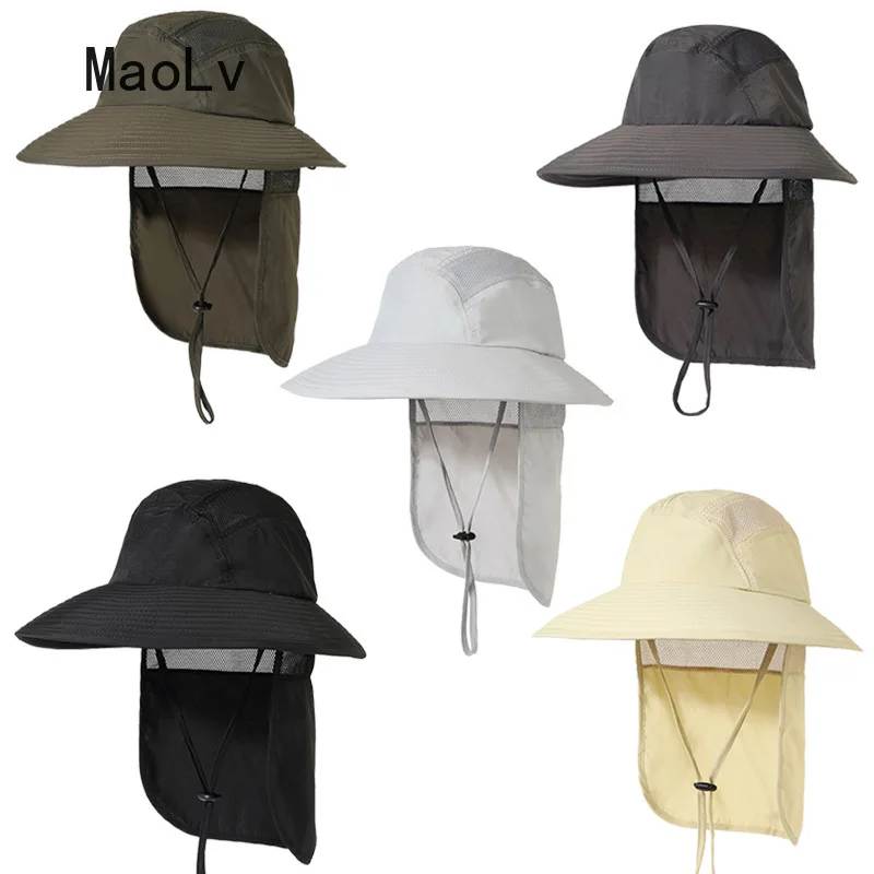 

Unisex Big Brim Hat UV Neck Protection Visors Bucket Hat Sunscreen Breathable Fishing Camping Hiking Cap Summer Fisherman HatMen