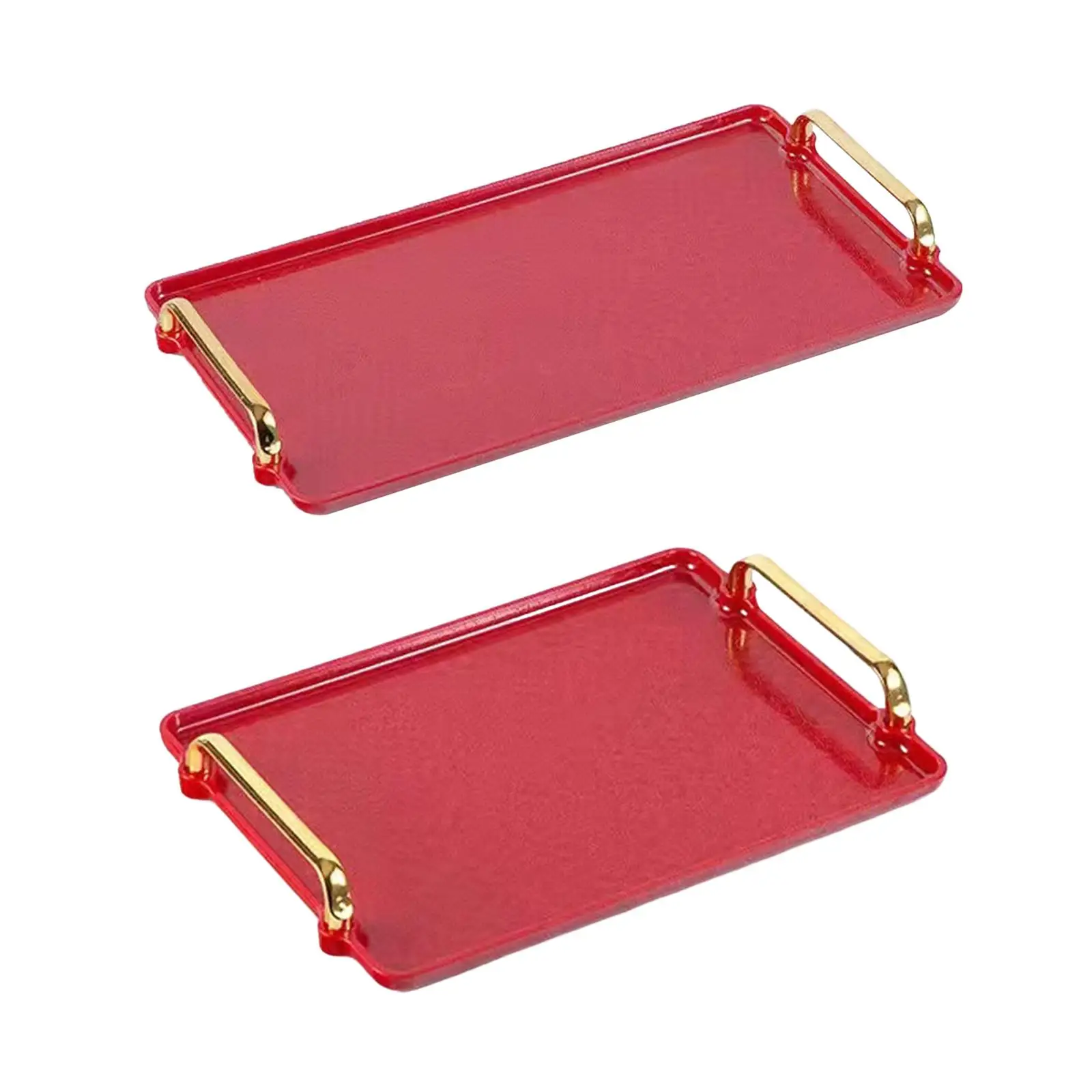 

Serving Tray Red Food Holder Countertop Tray for Snack Breakfast