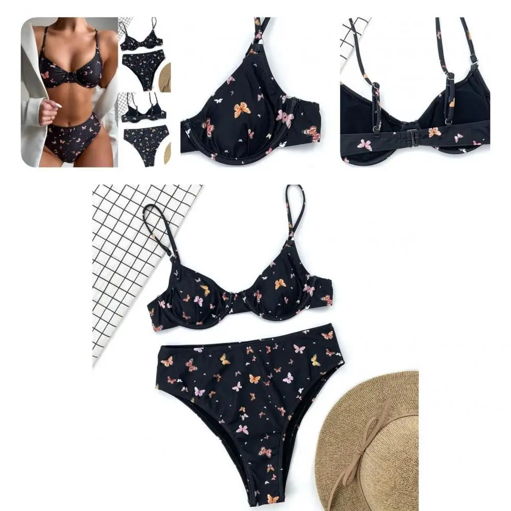 

Sexy 2Pcs/Set Popular Slim-fitting Off Shoulder Swimwear Two-piece Split Bikini Suspenders for Beach