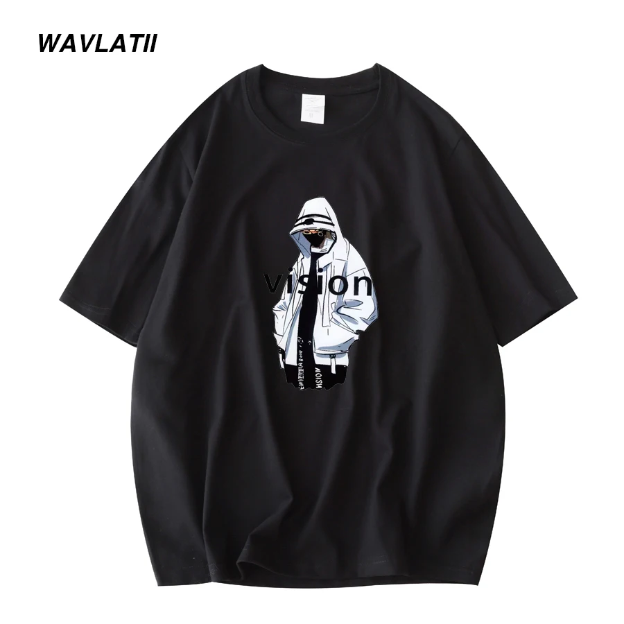

WAVLATII New Male 100% Cotton T shirts Tops Men Casual Black Dark Green Summer Casual Short Sleeve Tees WMT2203