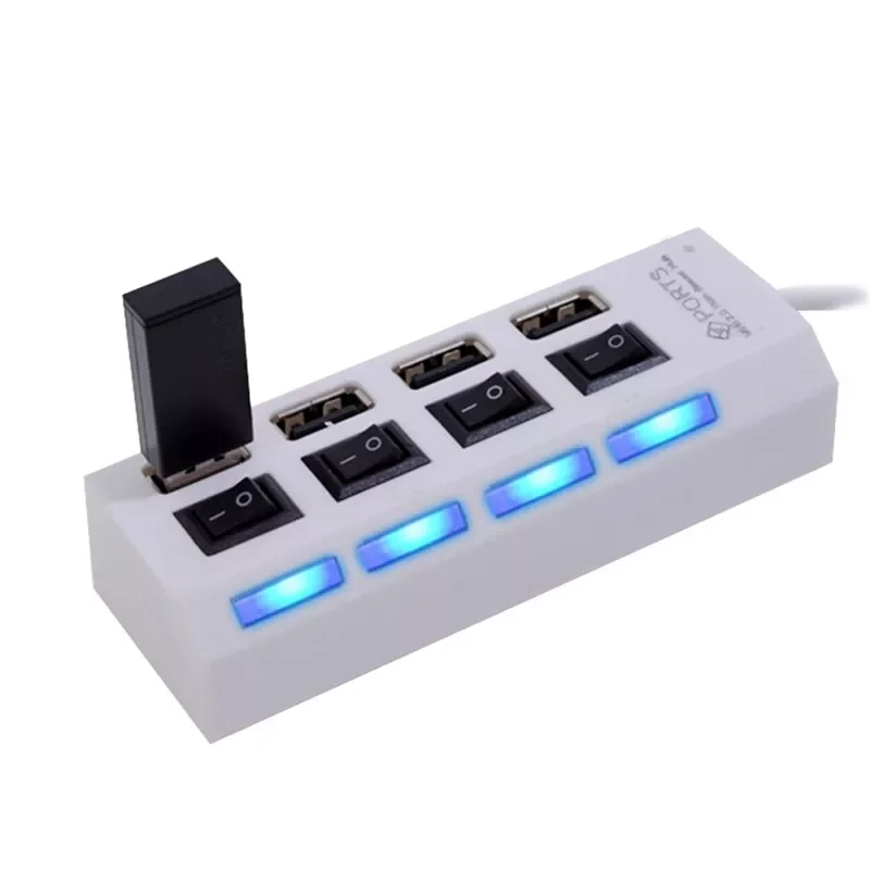 

Portable 4 Ports High Speed USB 2.0 Hub Mini Hub 480 Mbps On/Off Switch Hub USB Splitter Adapter For PC Laptop
