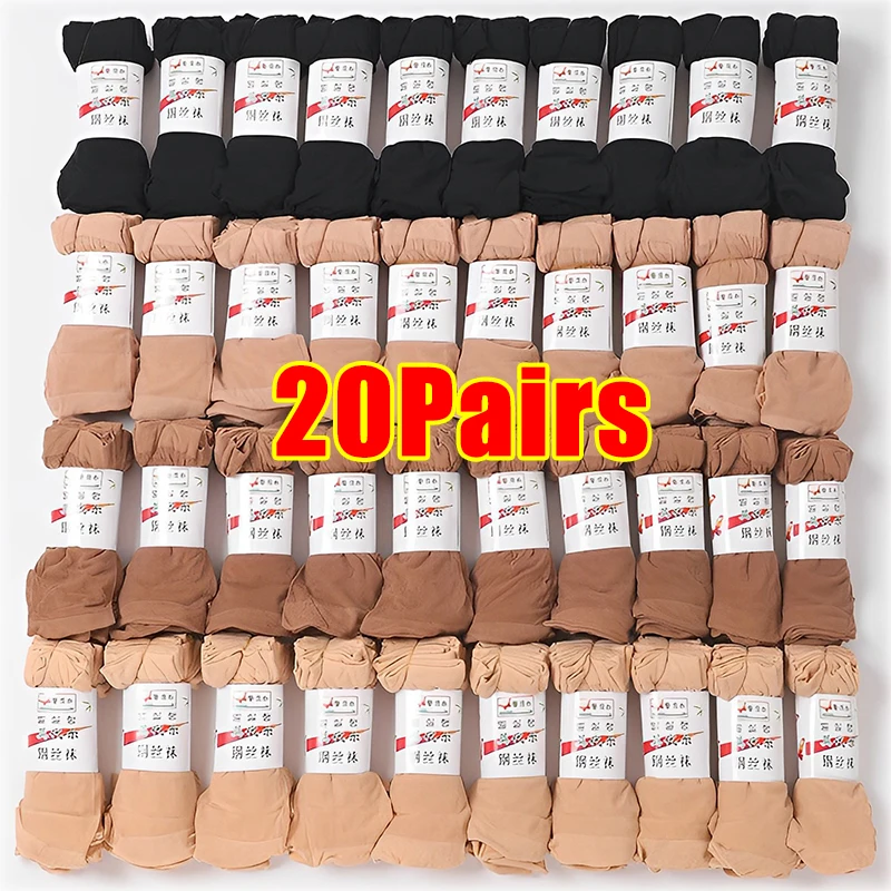 20Pairs Ultra Thin Women Socks Summer Transparent Crystal Silk Socks Sexy Elastic Silky Short Socks Girls Ankle Invisible Socks