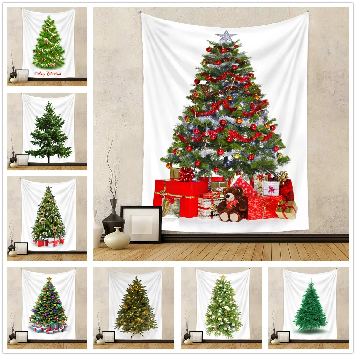 

Рождественский гобелен, украшение для комнаты, настенная ткань, несколько размеров, украшение для рождественского праздника