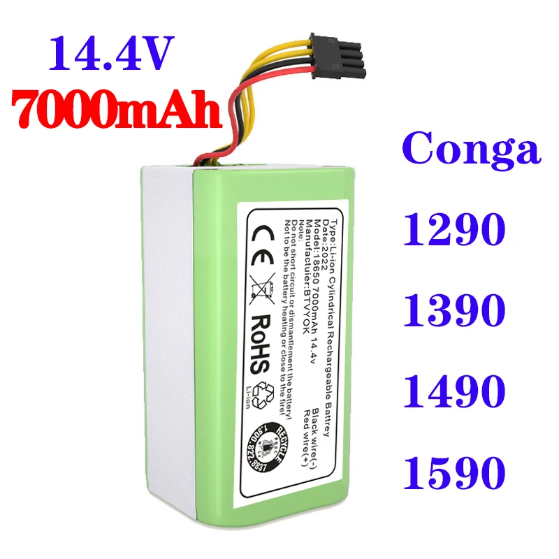 

New 14.4v 7000mAh Li-Ion Battery for Cecotec Conga 1290 1390 1490 1590 Vacuum Cleaner Genio deluxe 370 gutrend echo 520