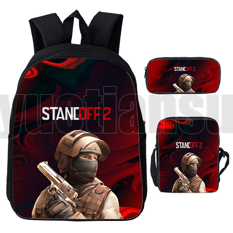 3D Print Anime Hot Game Standoff 2 Backpacks for School Teenagers Girls 12/16 Inch Travel Bags Pencil Case Shooting War Game Bag