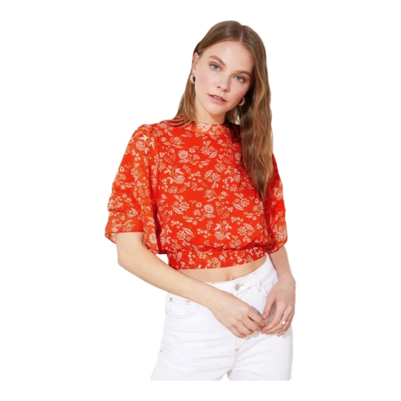 Trendyol TYZA Женская блузка стандартного кроя тканые повседневные рубашки и блузки с