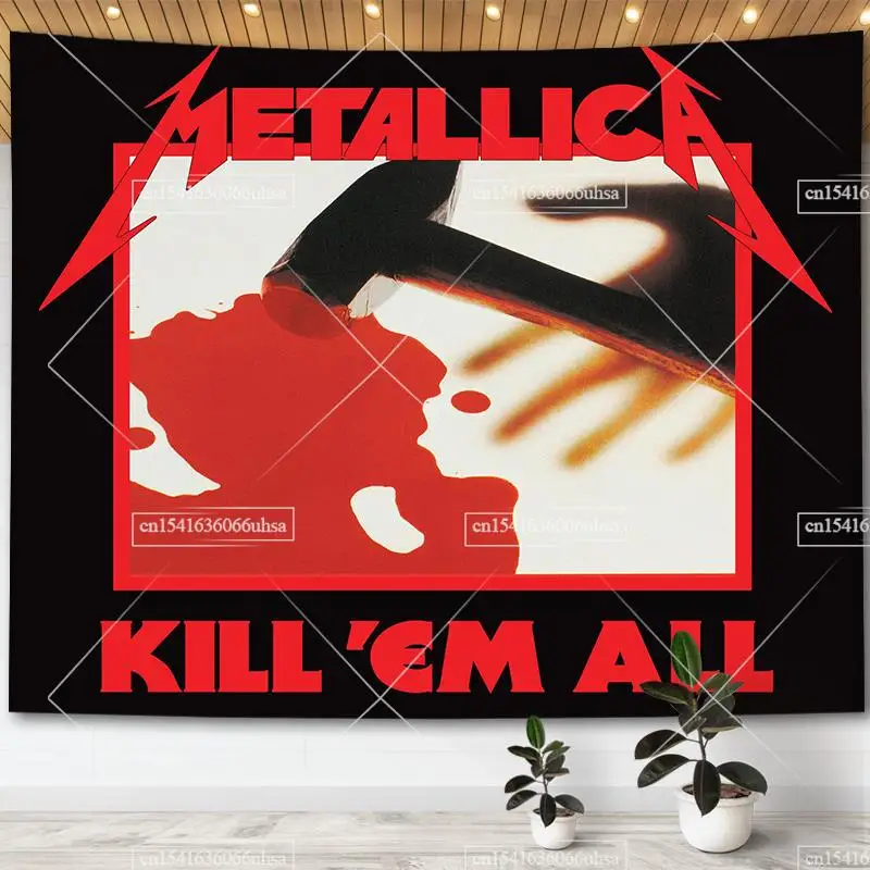 

Metallica Kill 'Em All Music Album Cover Posters Hippie Tapestrys Room Decoration Wall Tapestry Aesthetic Home And Garden Flags