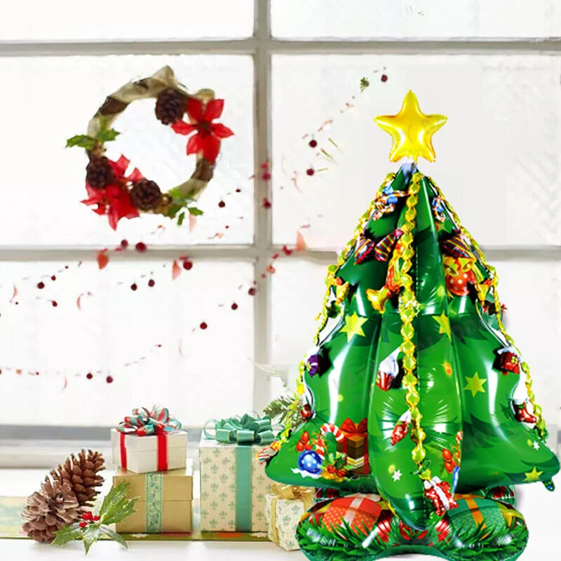 

2022 New Christmas Aluminum Film Balloon 4D Three-dimensional Christmas Tree Balloon Holiday Party Decoration New Year Gift