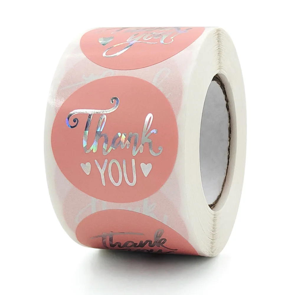 100-500 Stücke 1-1,5 Zoll Rosa Danke Aufkleber Rolle Für Umschlag Hochzeit Schmuck Box Schreibwaren Dichtung Label