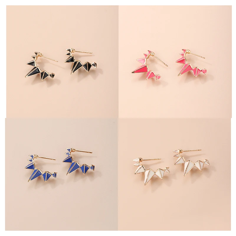 

Cute Heart Star Rainbow Geometric Circle Smiling Face Earring Colorful Enamel Hoop Earring for Women Creative Jewelry Party Gift