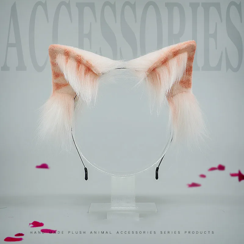

Плюшевые кошачьи ушки для девочек, Реалистичная повязка на голову в стиле "Лолита", аксессуары для косплея волка, аниме, ручная работа, имитация ушей животных, головной убор, кавайные