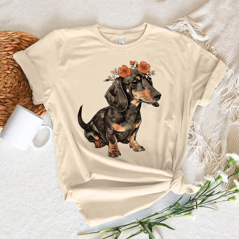 Футболка с таксой женская забавная летняя футболка дизайнерская одежда в стиле