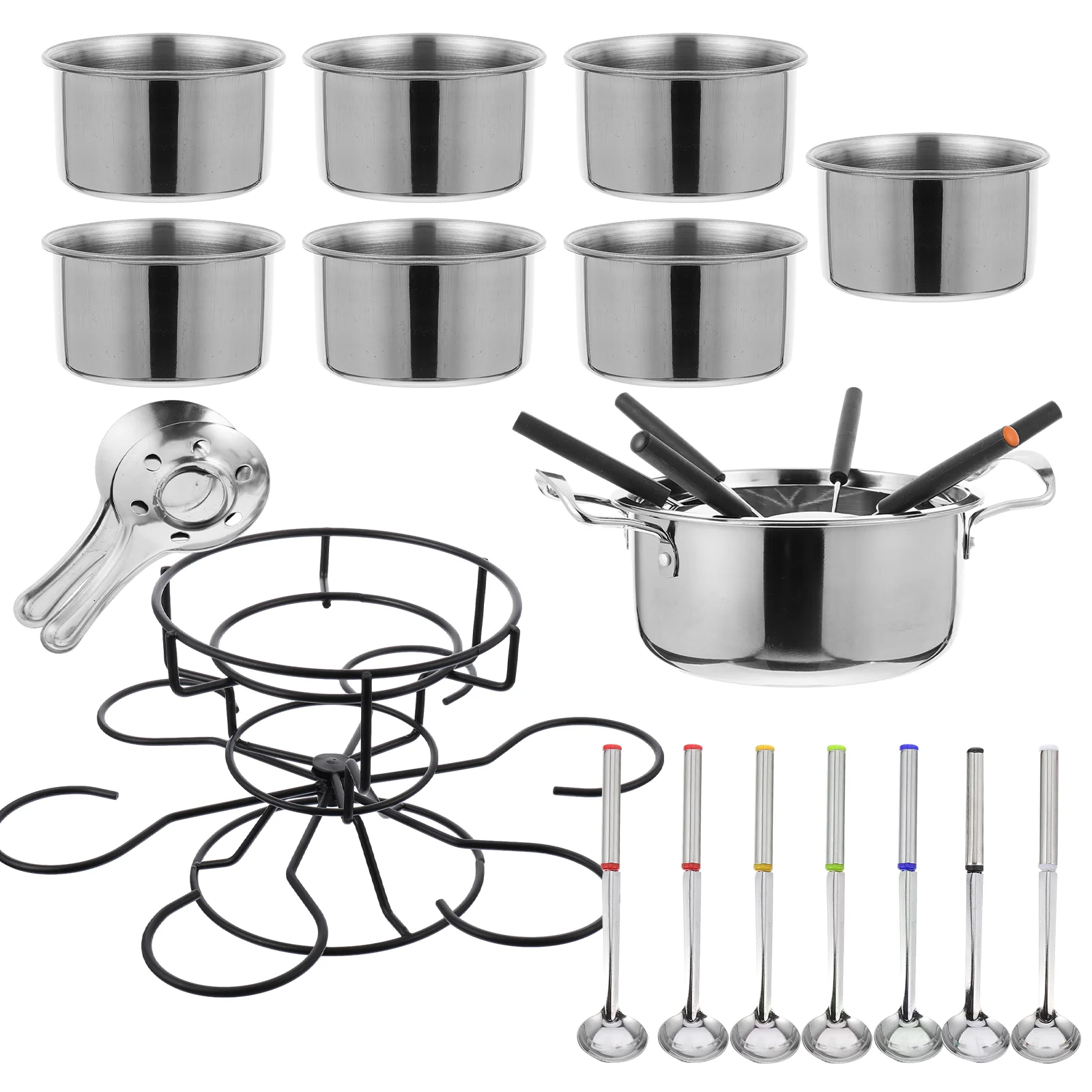 

1 Set Tealight Fondue Set Cheese Stove Dripless Pouring Pot Butter Serving Spoon Chocolate Fountain Tools Candy Melting Pot